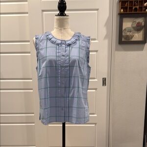 J Crew Blue Checkered Sleeveless Top